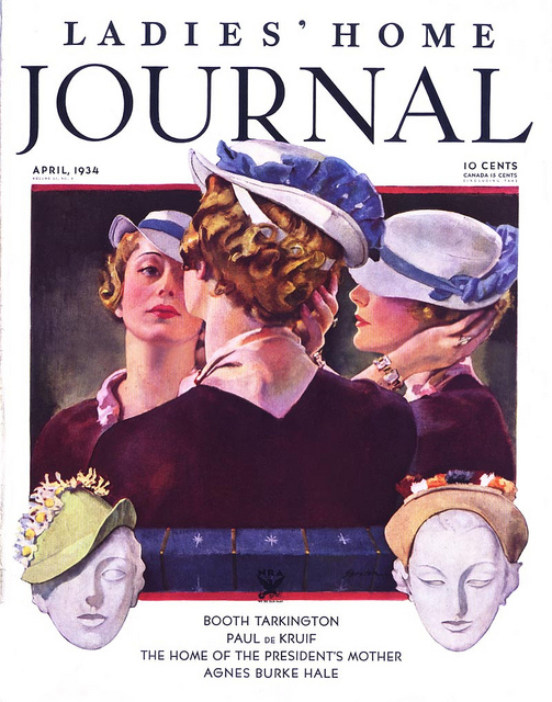 magazine cover illustration featuring woman wearing a hat