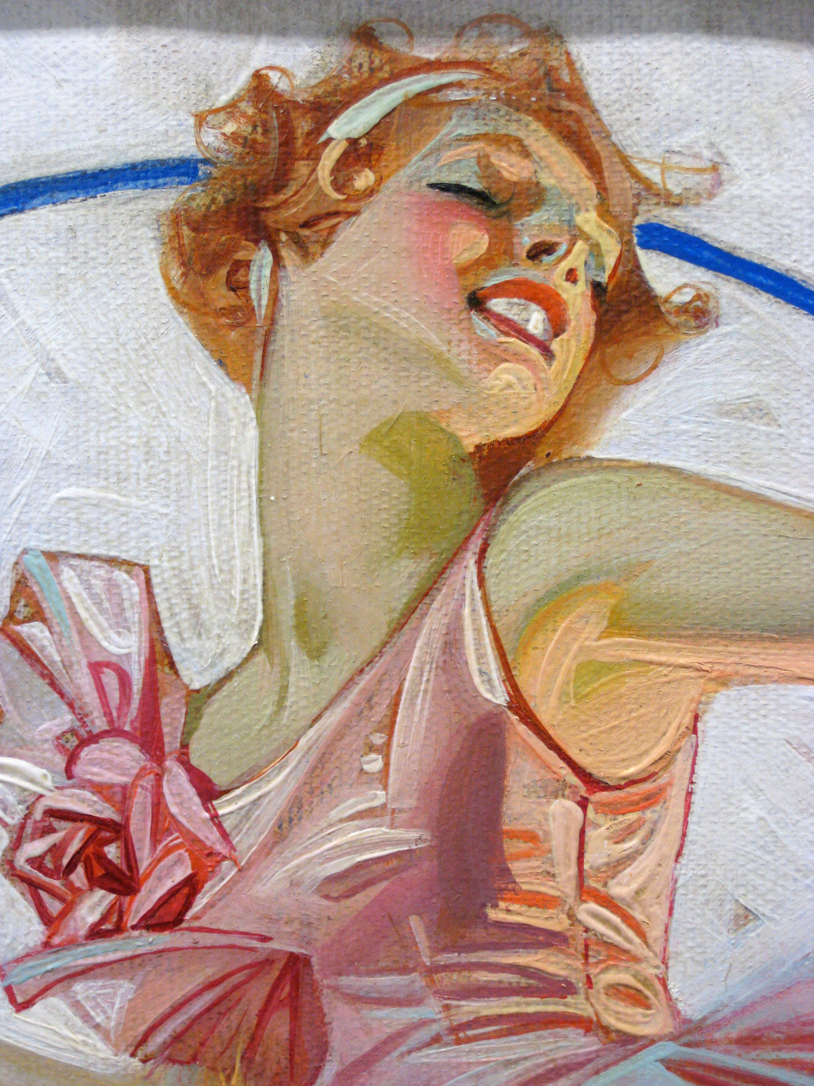 extreme close up of a circus horse acrobat from a Leyendecker painting