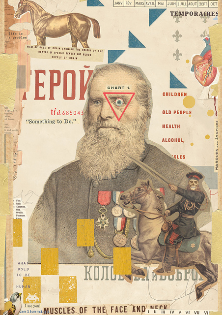 collage poster featuring vintage soldiers and russian text