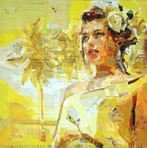 collage of a woman with flower in her hair