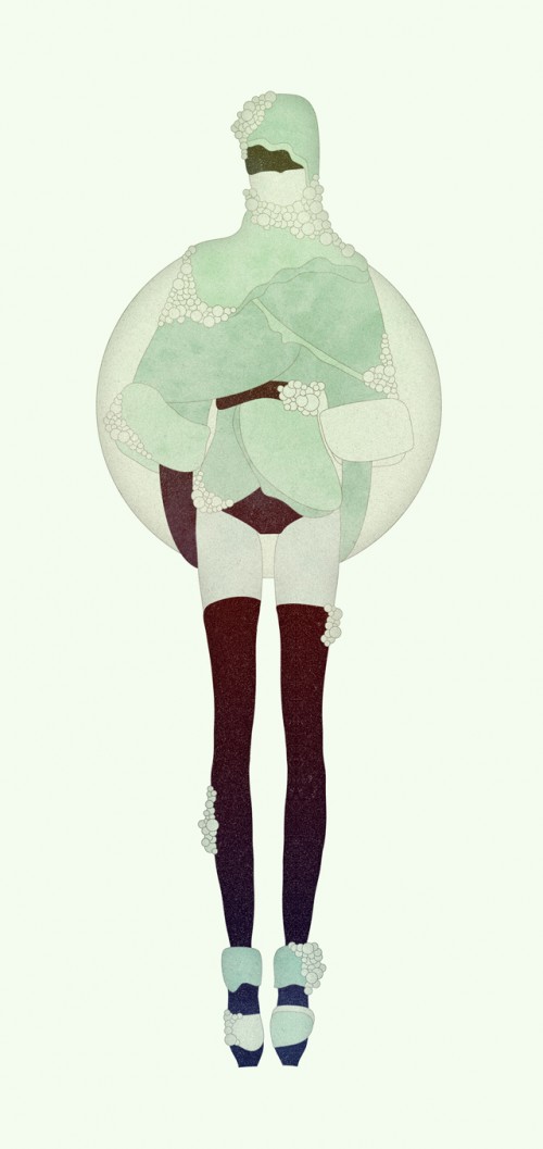 surreal illustration of a woman with leggings