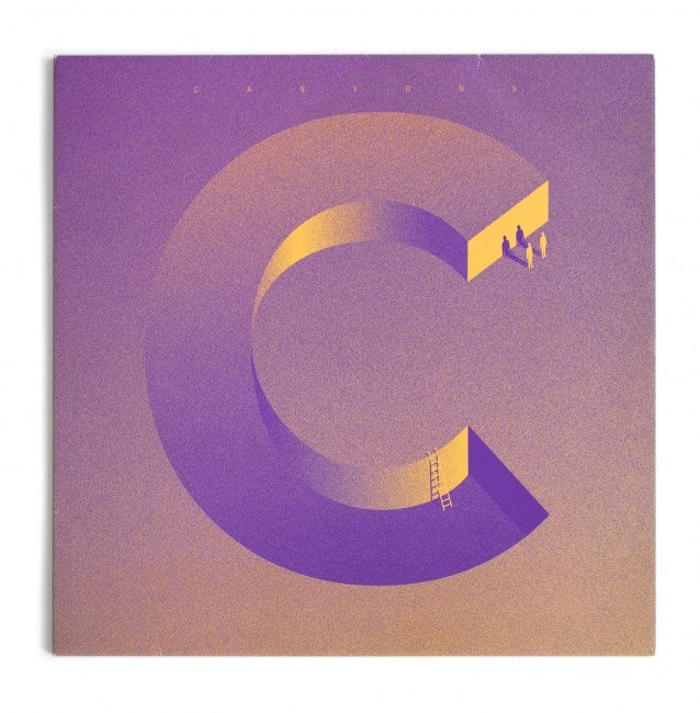surreal minimal illustration of a c shape with small figures