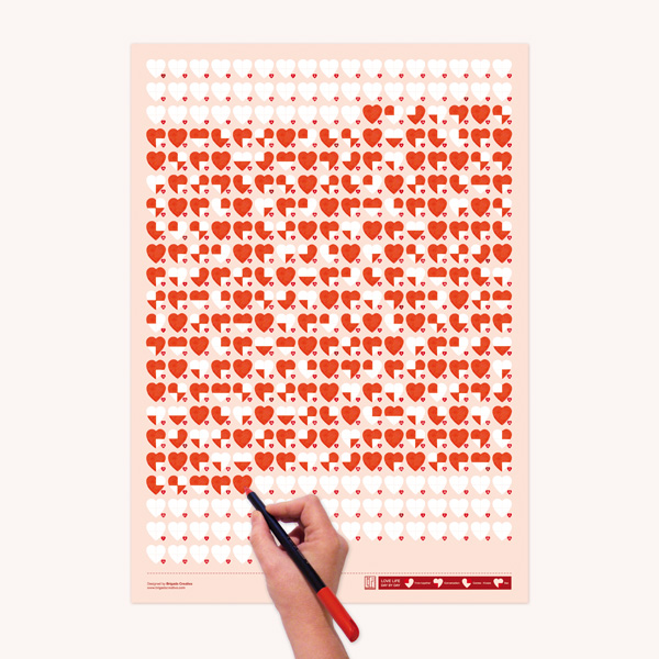 calendar with hearts and red marker