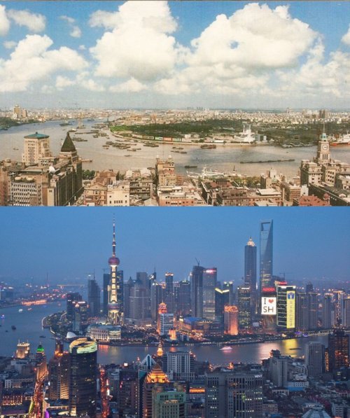 picture of shanghai cityscape 1990 vs 2010