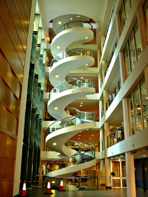 spiral -- or technically helical -- white staircase