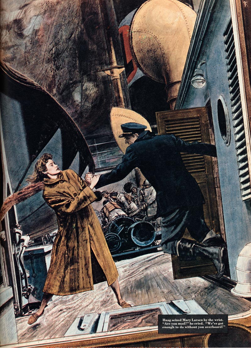 seaman accosting woman in fur coat