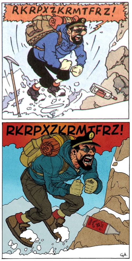 redraw of a panel of Captain Haddock from tintin