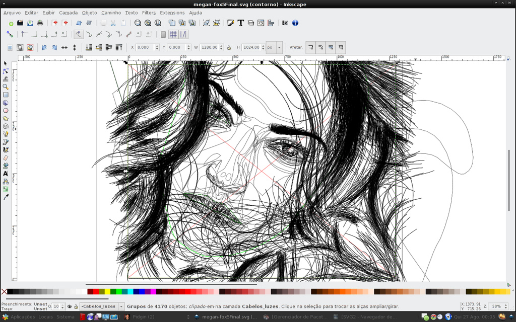 Megan Fox Inkscape wireframe by MadDrum (Luciano Lourenço)