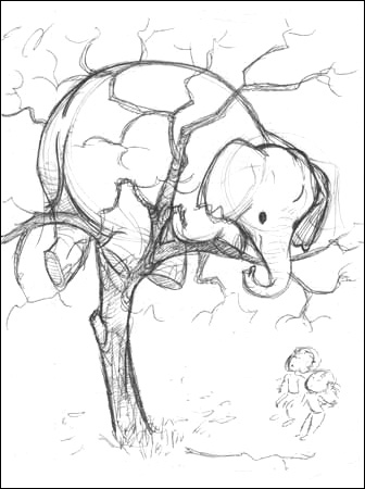 Elephant in tree sketch