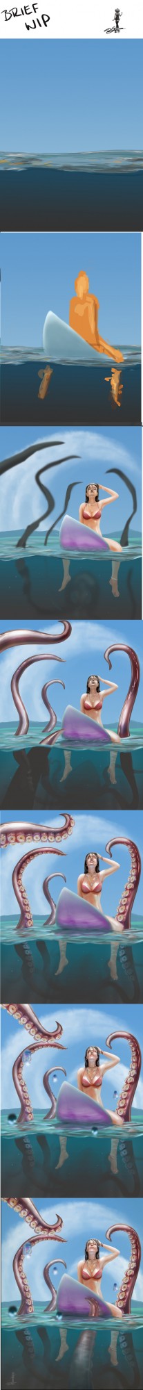 Surfer chick and tentacles - work in progress