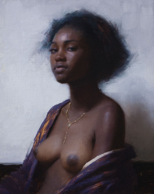 portrait of a nude african woman painting by jeremy lipking