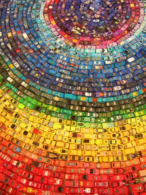 Toy Car art installation - Rainbow