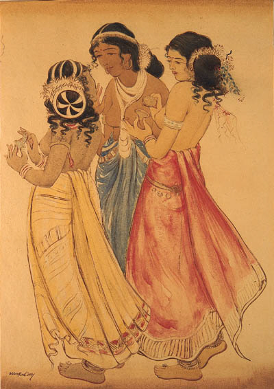 Dancing girls of Ajanta - cave painting